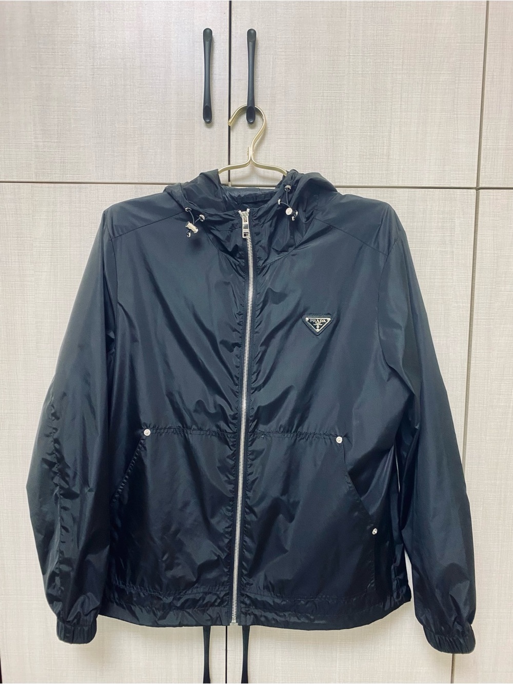 Prada Black Hooded Windbreaker Jacket Size L